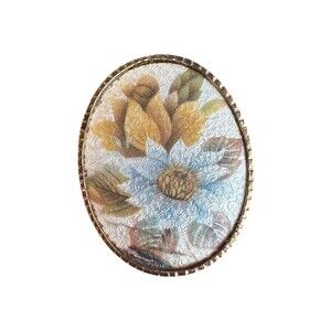 Vintage Sarah Coventry Spring Flowers Pendant Brooch Pin Floral Oval